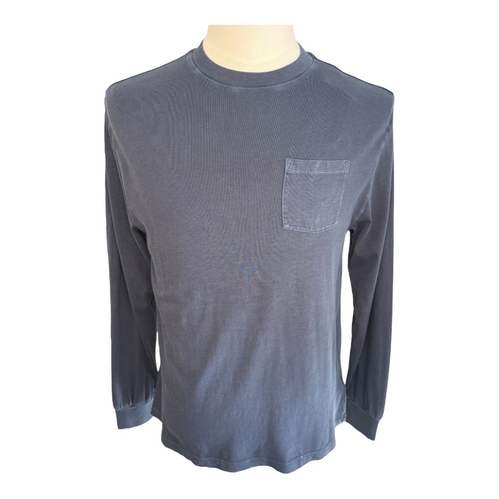 Crewcuts J. Crew Kids XXL 14-15 Blue Garment Dyed Long Sleeve Pocket T-Shirt NWT